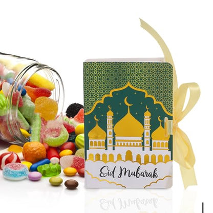 LALADEFIEE Eid Mubarak Candy Box 20pcs Shaped Party Favor Boxes Ramadan Treat Packaging for Ramadan Celebrations and Islamic Festival Candy Storage