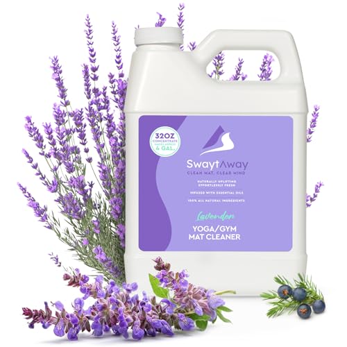 SwaytAway Fitness Mat Cleaner Concentrate – 32oz/Make 4 Gal - No-Slip No-Residue Lavender Essential Oil Formula – USA Made Aromatherapy Yoga Mat Spray for Home & Studio – Natural Cleaning Solution - size: 32 oz - 1 Pack