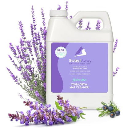 SwaytAway Fitness Mat Cleaner Concentrate – 32oz/Make 4 Gal - No-Slip No-Residue Lavender Essential Oil Formula – USA Made Aromatherapy Yoga Mat Spray for Home & Studio – Natural Cleaning Solution - size: 32 oz - 1 Pack