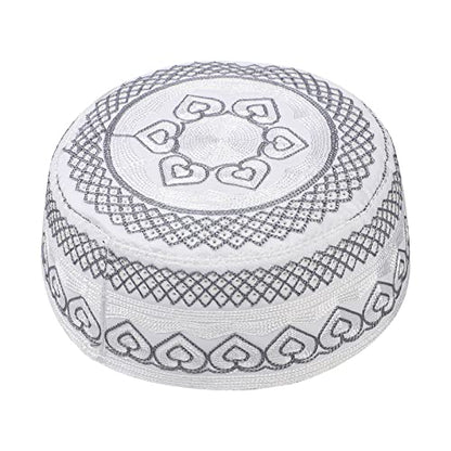 TINAYAUE Men Islamic Worship Prayer Headwear Eid Ramadan Prayer Muslim Cap Saudi Arabia Kufi Hat Mosque Madrassa Egyptian Hat - color: Grey