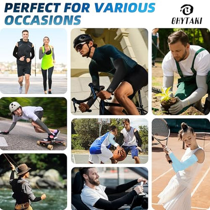 BHYTAKI UV Sun Protection Arm Sleeves, UPF 50 Sports Cooling Arm Compression Sleeves for Men Women Teenager - color: 1 Black+1 Dark Gray+1 White+1 Red