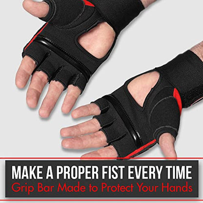 Quick Gel Boxing Wraps Under Boxing Gloves - Kickboxing MMA Muay Thai - Fist, Knuckle, Wrist Wrap Protection Inner Glove Hand Wraps - Men Women Kids - color: Black/Red, size: X-Small