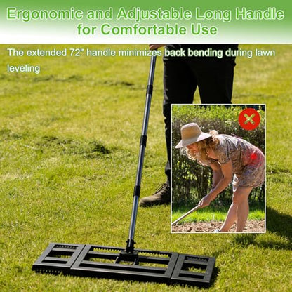 Lawn Leveling Rake 30"X 10" for Soil, Gravel Leveling Rake Heavy Duty with Adjustable Long Handle, Garden Level Rake with Tines for Yard, Landscape, Leveling Sand, Grass, Dirt - size: 30"x10"
