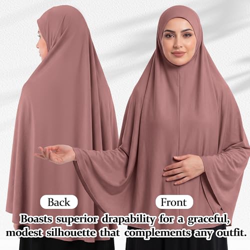 Ababalaya Women's Elegant Modest Muslim Islamic Ramadan Soft Lightweight Jersey Hijab Long Scarf - color: Darkpink, size: Large