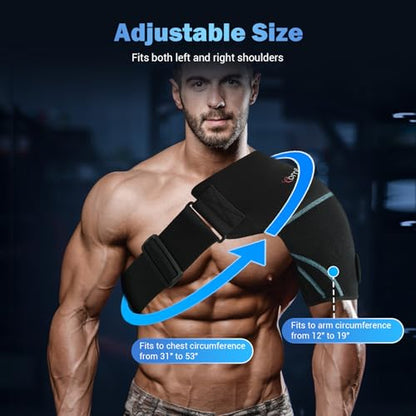 Comfytemp Shoulder Ice Pack Wrap, Shoulder Brace Rotator Cuff Cold Therapy | FSA Eligible HSA, Reusable Gel Cold Shoulder Compression Sleeve for Injuries, Shoulder & Arm Pain Relief, 2 Gel Ice Packs - color: Black - 2 Gel Pack + 1 Brace