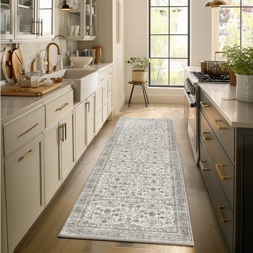 Machine Washable Hallway Runner Rug: 2'x6' Kitchen Rugs - color: Beige/Grey/Multi, size: 2' x 6' (Rectangular)