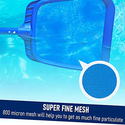 Poolvio Heavy Duty Swimming Pool Leaf Skimmer Net with Strong Reinforced Handle for Cleaning Swimming Pools, Hot Tubs, Spas and Fountains - size: Pool Skimmer
