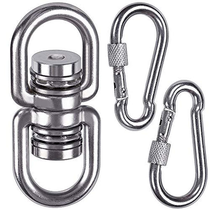 SELEWARE Heavy Duty Bearing Swing Swivel, 360° Rotation Hanging Accessory | Quiet Smooth Rotation, Supports Up to 1200LB, Quick Connect Buckles, 1 Pack for Swings, Hammocks, Tire Swings and Heavy Bags - color: Swivel (E) and 2 Carabiners