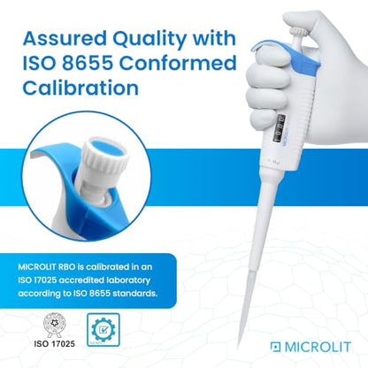 Single-Channel Micropipette, Adjustable Volume (1-10µL) | Accurate & Calibrated Lab Pipette, Compatible with Microlit 10µL Pipette Tips - size: 1-10µL, style: Single-Channel