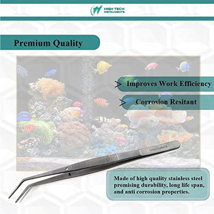 Reptile Feeding Tongs Straight Aquarium Tweezers Anti-Rust Thickened Stainless Steel Forceps, for Terrarium, Fish Tank, Snakes/Lizards/Gecko, Planting By HTI (6" - Angled) - size: 6" - Angled