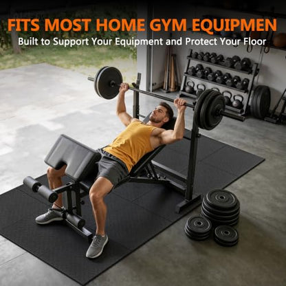 THAILE Gym Equipment Mat, 79" x 39"x 0.16" Exercise Equipment Mat | Heavy-duty floor protector for treadmills, ellipticals, bikes and weight equipment; reduces vibration, noise and floor damage - size: 79L''×39W''×0.16''