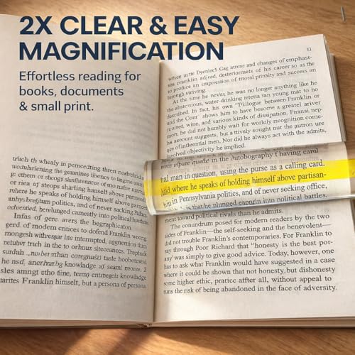 2Pack Acrylic Reading Line Magnifier, 6" Half-Round Bar | Crystal Clear, Lightweight, Distortion-Free, For Books, Documents & Newspapers, Ideal for Seniors