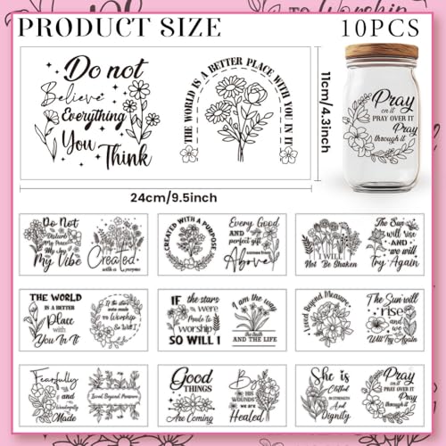 20 Pcs UV DTF Cup Wraps, 10 Styles Wildflower Transfer Stickers Cartoon Rub on Decals Waterproof Transfer Stickers for Glass Cups Wood Crafts - style: Wildflower