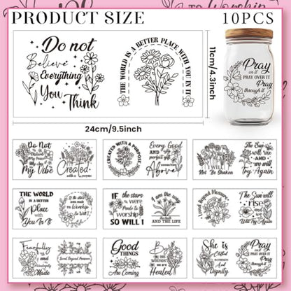 20 Pcs UV DTF Cup Wraps, 10 Styles Wildflower Transfer Stickers Cartoon Rub on Decals Waterproof Transfer Stickers for Glass Cups Wood Crafts - style: Wildflower