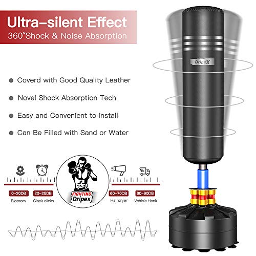 Dripex Free Standing Punching Bag for Adults, 69'' Heavy Boxing Bag with Stand, Boxing Equipment for Fight Camp Home Gym