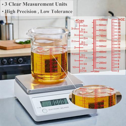 High Borosilicate Glass Measuring Cup-V-Shaped Spout，Glass Measuring Beaker for Kitchen or Restaurant, Easy to Read, 1000 ML (32 Oz, 4Cup) - size: 4Cup,1000ML
