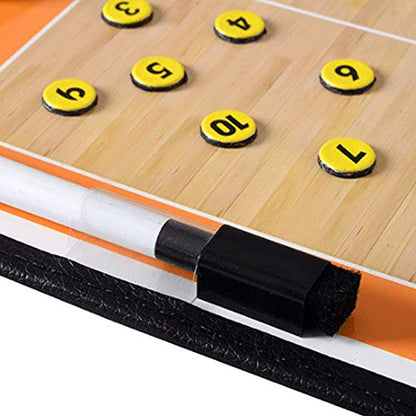 Foldable Leather Football Soccer Magnetic Tactic Marker Coaching Clipboard with Zipper and Marker Pen - Coaching Strategy Guiding Board Kit Equipment Portable Coach Tool - style: Volleyball