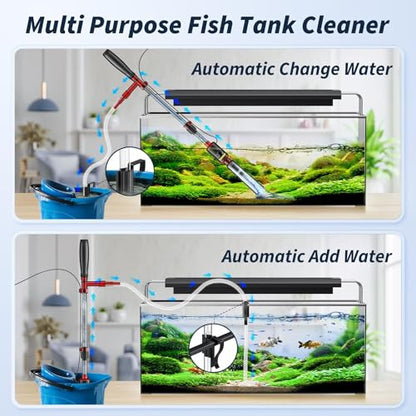 Fish Tank Cleaner, Aquarium Gravel Cleaner, 530GPH/32W Electric Fish Tank Cleaning Tools, Adjustable Water Flow Fish Tank Gravel Cleaner Vacuum, Aquarium Cleaner Kit for Water Chang, Wash Sand (Red)