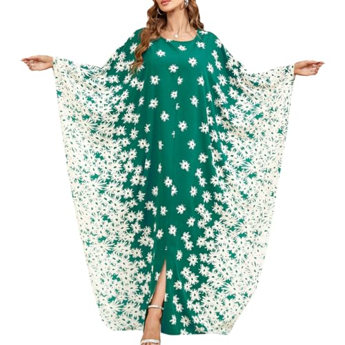 ODIZLI Muslim Abaya for Women Long Dresses Dubai Pendant Bat Sleeves Turkey African Caftan Vest - color: Green G