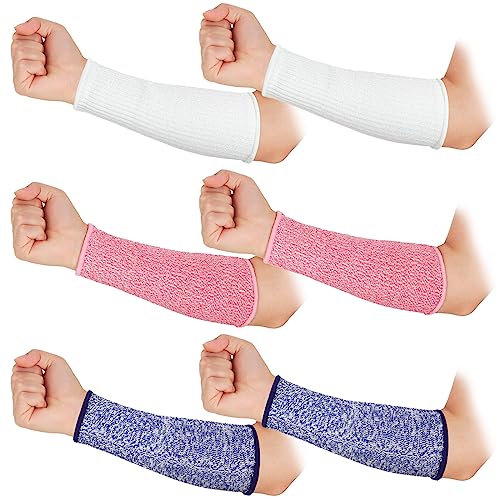 Sintege 3 Pairs Arm Protectors for Thin Skin and Bruising Cut Resistant Forearm Sleeve Level 5 Arm Burn Protection Sleeve (White, Purple, Pink,7.9 Inch) - color: White, Purple, Pink, size: 7.9 Inch