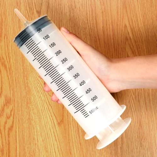 500ml Large Syringe with 27.6 Inch Tube and Blunt Needle, Sterile and Individual Sealed, Plastic Garden Syringe for Liquid, Paint, Epoxy Resin, Oil, Watering Plants, Refilling - style: 550 ml