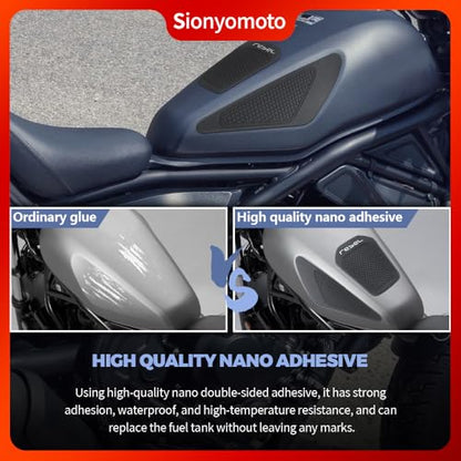 Fuel Gas Tank Pad Protector Stickers Decal Set Compatible with Rebel CMX250/CMX300/CMX500/CMX1100 2019 2020 2021 2022 2023- Anti-Slip Protective Kit, Black | 3-Piece