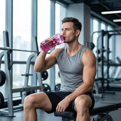 BDumbbell Shaped Sports Water Bottle Durable Plastic Gym Water Kettle For Fitness Outdoor And Daily Use - color: red