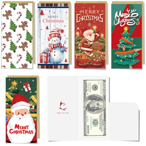 30 Pack Christmas Money Holders for Cash, Christmas Money Cards with Envelopes Santa Holiday Cash Holders for Xmas, Holiday Gift Card Holder Merry Xmas Envelopes for Check Happy New Year Party Decor