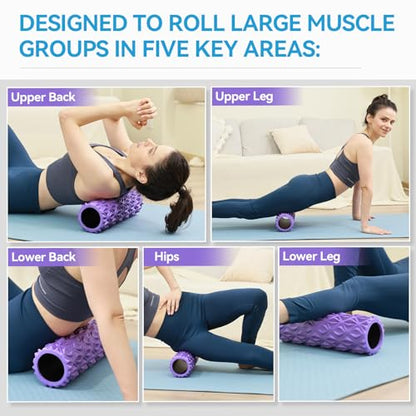 Foam Roller, 15 inch High Density Massage Roller for Exercise | Deep Tissue Massager for Muscle Massage, Myofascial Trigger Point Release, Exercise, Yoga, Pilates & Stretching, Purple - color: Purple