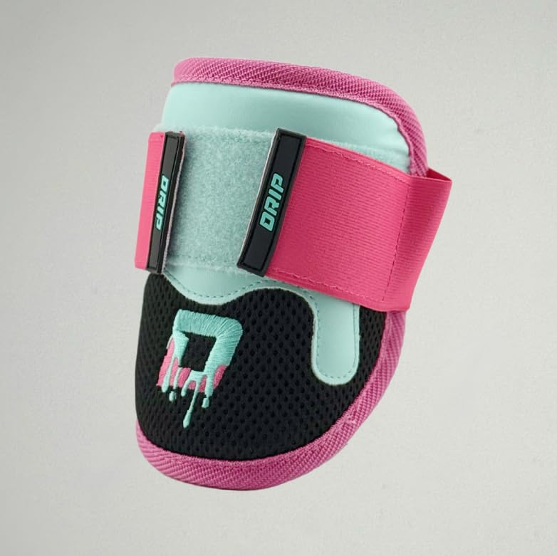 Youth Baseball Shin and Elbow Guard Set, Pink/Aqua/Black, Adjustable Straps, Lightweight, Breathable Mesh Lining - size: Youth Large/Extra Large