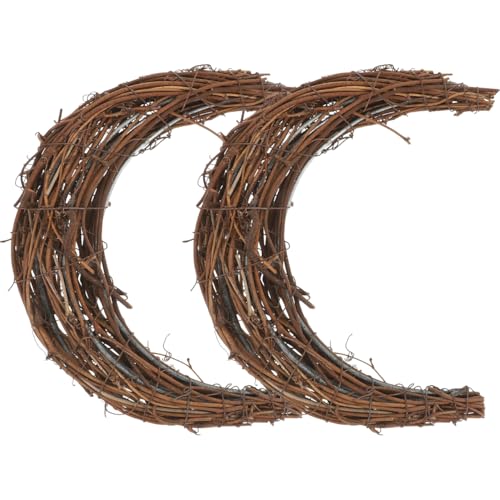 BESTOYARD 6 Pcs 8-Inch Ramadan Moon Grapevine Wreath Half Frame, Natural Rattan DIY Craft Base for Eid Mubarak Christmas Decor, Front Door, Wedding, and Holiday Decorations