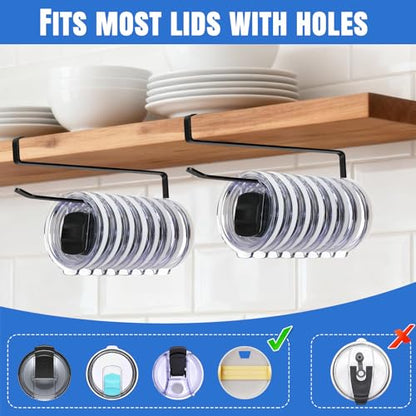 1 Pack Tumbler Lid Organizer, Versatile Cup & Water Bottle Lid Holder, Upgraded Kitchen Space Saver & Under Cabinet Storage, No Adhesive or Drilling Needed, Multi-Use Tumbler Lid Holder, Black - style: 1 Pack, Black