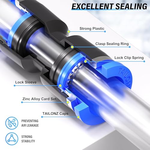 TAILONZ PNEUMATIC 5/16 inch or 8mm od Push to Connect Fittings Pneumatic Fittings Kit 2 Spliters+2 Elbows+2 tee+2 Straight (8 pcs) - color: Blue, size: 8MM OD//8PCS