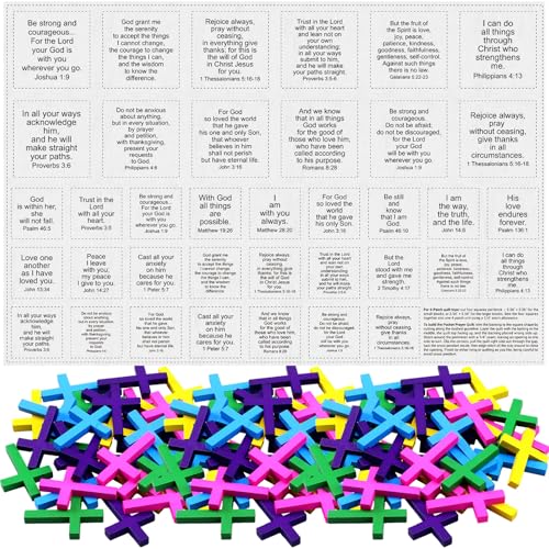 Fanfanwin 38 Sets Prayer Quilt Squares with Crosses, Stylish, Colorful - color: Colorful, style: Stylish