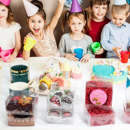 40Pack 4x4x2Inches Small Treat Boxes for Cookies Cake Candy Chocolate Pastry Soap & More Mini Baking Boxes Cajas Para Transparentes Truffle Boxes Party Wedding Favor - color: Clear