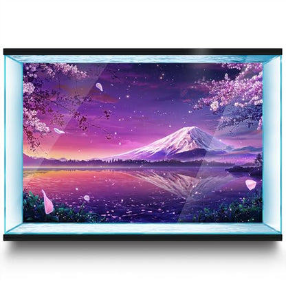 Aquarium Background Stickers - Japan Cherry Blossoms Peak Self-Adhesive Fish Tank Reptile Terrarium Decor Poster (45 x 30 cm / (17.7 x 11.8 inches)) - size: 45 x 30 cm / (17.7 x 11.8 inches)