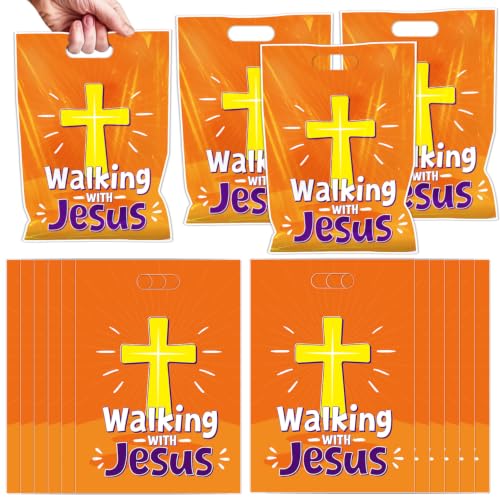 Falueqg Fall Christian Goodie Bags - Walking with Jesus Goodie Candy Gift Bags Autumn Bible Cross Party Supplies for Christian Religious Harvest Thanksgiving Party - color: Christian Fall