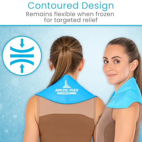 Arctic Flex Neck Ice Pack - Cold Compress Shoulder Therapy Wrap - Cool Reusable Medical Freezer Gel Pad for Swelling, Injuries, Headache, Cooler (Large (1 Pack)) - size: Large