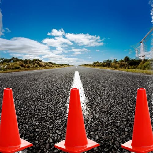 Versatyle Heavy Duty Agility Training Cones (2 in, 6 in, 9 in, 12 in, 28 in) for Sports, Kids Coaching, Multipurpose Field Marker Cones, Soccer, Basketball Drills, Bike, Motorcycle, Traffic Training - style: 18in, Orange