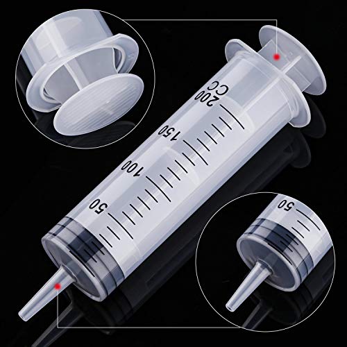 Frienda 4 Packs Syringes Without Needles,200 Ml | Large Plastic Measuring Tools for Food, Horse Care, Lab Dispensing, Graduated Markings, Reusable Multipurpose Applicators - size: 200 ml