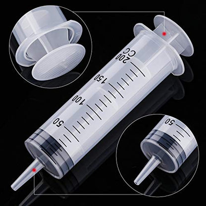 Frienda 4 Packs Large Plastic Syringe Measuring Syringe Tools Dispensing Multiple Uses (200 ml) - size: 200 ml