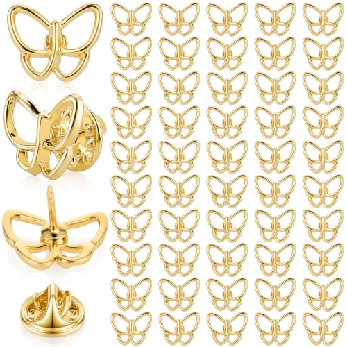 Liliaafar 50 Pcs Lapel Pins Brooches for Women - color: Gold, style: Butterfly
