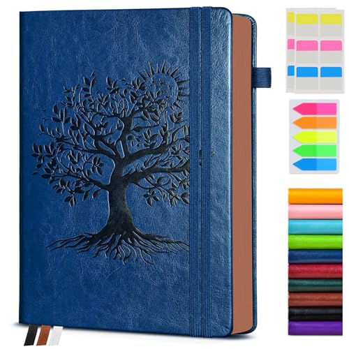 PAIBAS Vintage Leather Journal with 300 Numbered Pages,B5 Lined Journal for Men Women,Daily Journals for Writing,College Ruled Notebook for Work,School,Note taking,Travel Diary,Large (7" x 10") - color: Navy blue, size: B5 (7in x 10in)