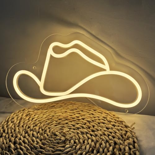 Cowboy Hat Neon Sign Led Neon Lights Sign for Wall Decor, Western Wall Art Cowgirl Neon Sign for Game Room, Bedroom, Bar, Man Cave - Gifts for Rodeo Enthusiast, Birthday, Christmas - color: Cowboy-Hat