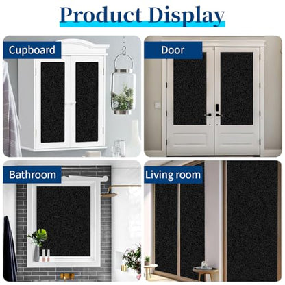 Bloss Blackout Window Film Privacy, 100% Sun Blocking Privacy Film for Glass, Removable Room Darkening Black Out Window Tint, Static Cling Frosted Glass Film (Black/Matte, 17.7" x 78.7") - color: Black - Matte, size: 17.7 x 78.7 Inch