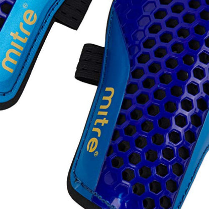 Mitre Unisex Soccer Shin Guards - color: Aircell Slip Black/Cyan/Yellow, size: X-Small