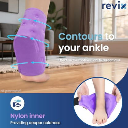REVIX Foot Ice Pack Wrap, All-in-One Wearable Design, Purple | Ankle Ice Wrap with Flexible Gel Design, Adjustable One-Size Fit for Achilles Tendonitis, Sprained Ankle and Swelling - style: Purple-1 Pack