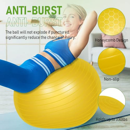 Leyndo 4 Pcs Yoga Exercise Ball Pilates Pregnancy Birthing Fitness Ball with Quick Pump Anti Burst for Improved Posture, Balance, Yoga, Pilates, Training, 4 Colors - size: 33 Inch