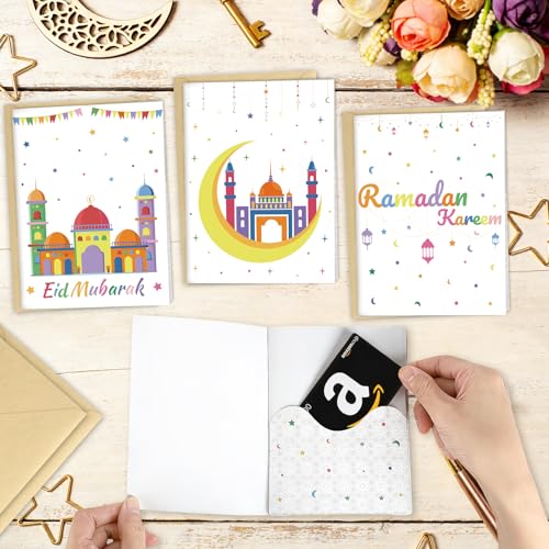 4 Sets Eid Gift Card Book, Eid Mubarak Money Holder Cards with Envelopes, Islamic Holiday Ramadan Kareem Gift Card Booklet Organizer for Family, Friends - color: Eid.Book