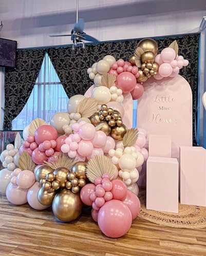 Pink and White Balloon Arch Kit, 121Pcs Pink Gold White Confetti Garland - color: Pink White